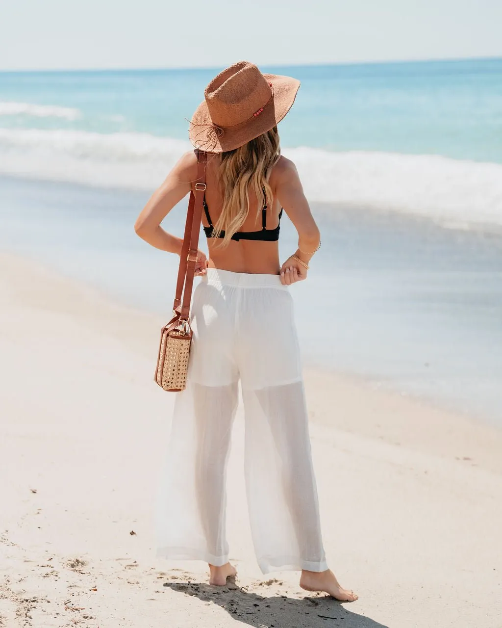 White High Waisted Cropped Wide Leg Pants - FINAL SALE