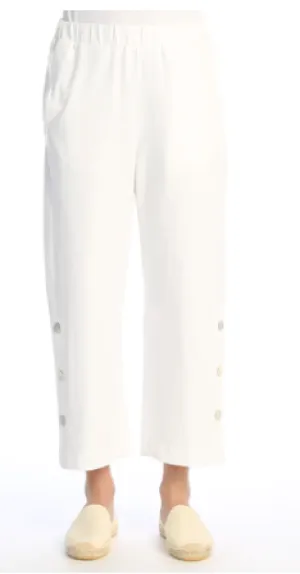 WK13-Wht Crop Pants with Pockets - Cotton Span Jersey Women's Pant