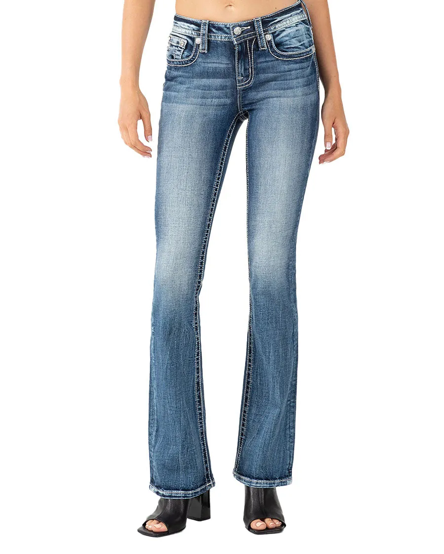 Women's Aztec Inlay Mid-Rise Bootcut Jeans