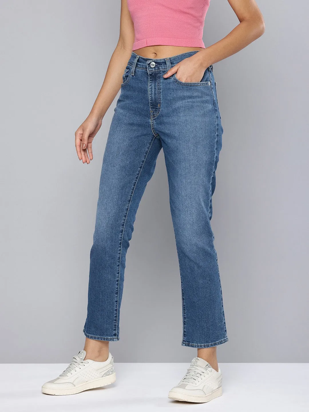 Women's High Rise 724 Slim Straight Fit Indigo Jeans