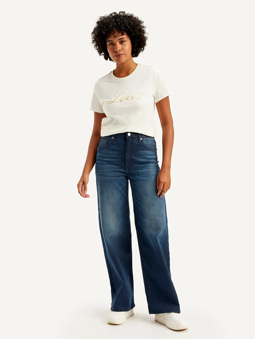 Women's High Rise Wide Leg Navy Jeans